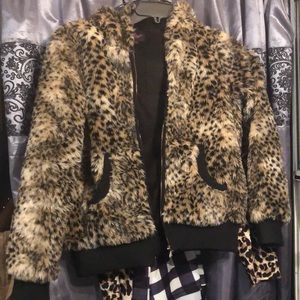 Leopard fur on jacket